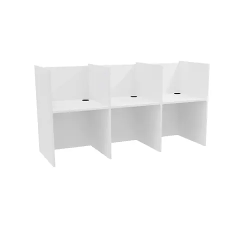 Student Study Booths - H1230 x W2350 x D800mm - Three Person - White